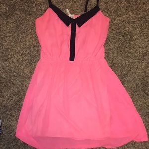 Hot pink + black tuxedo style minidress